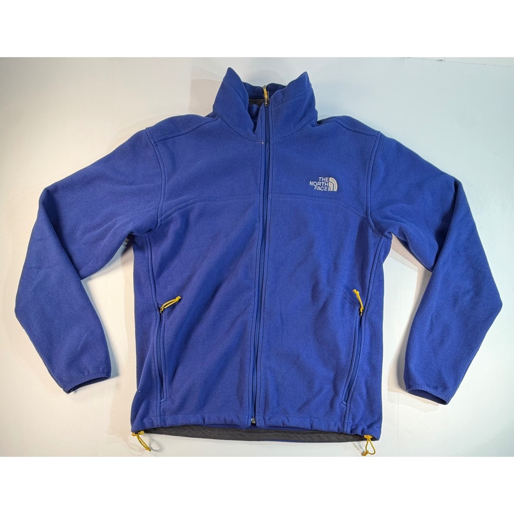 The North Face Mens Full Zip Fleece Jacket Royal Blue Yellow Size Medium
